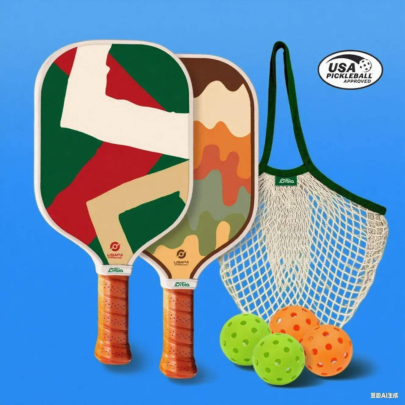 Orbia Pickleball Set – Durable Glass Fiber Paddles with PP Honeycomb Core | Complete Outdoor Play Kit