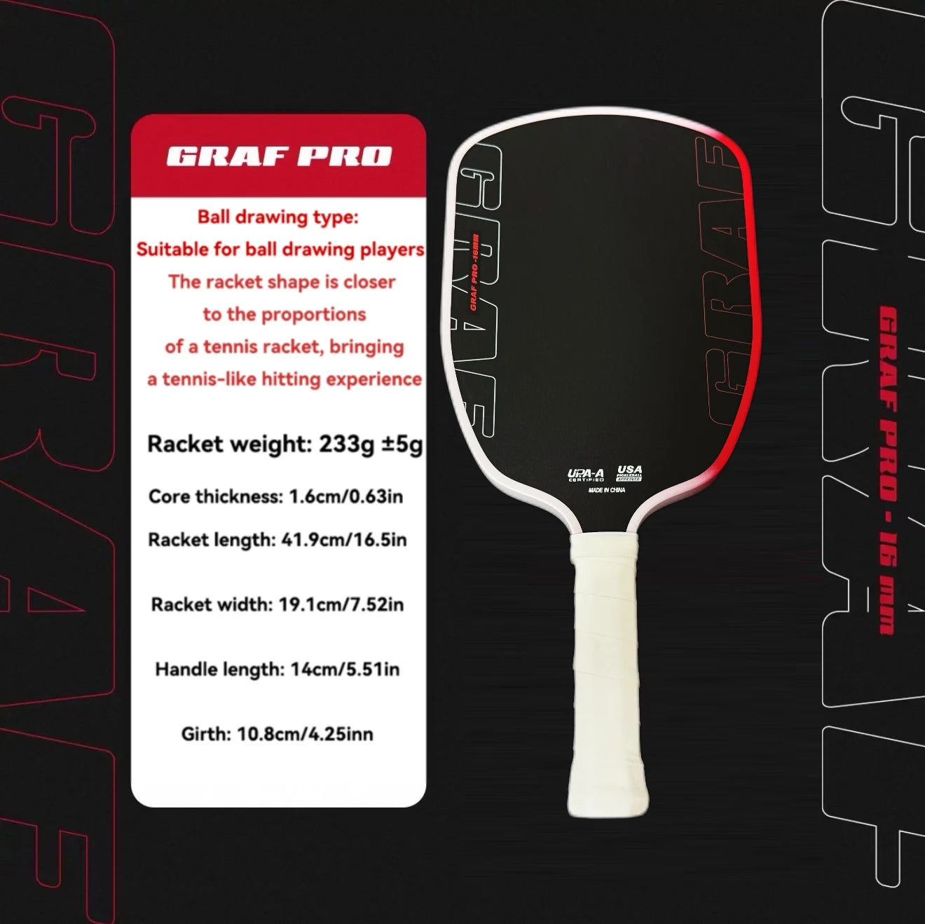 Agassi Pro IV 16mm Pickleball Paddle GEN 4 TFP Foam Core T700 Carbon Fiber Pickleball Rackets Increases Spin & Control
