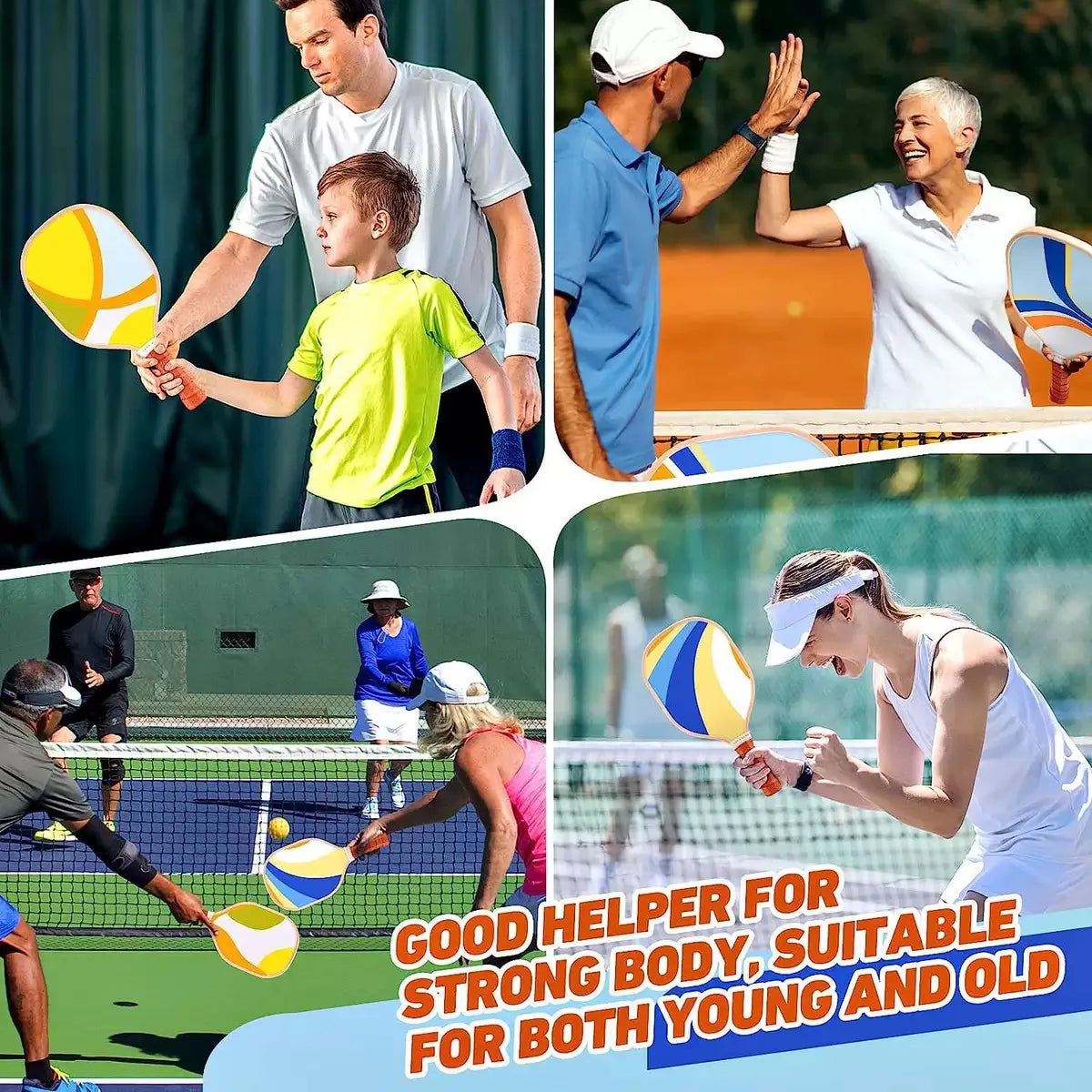 Pickleball Paddles Set-Graphite Glass Fiber Usapa Approved Lightweight Racquets Set Indoor and Outdoor Exercise For All Ages