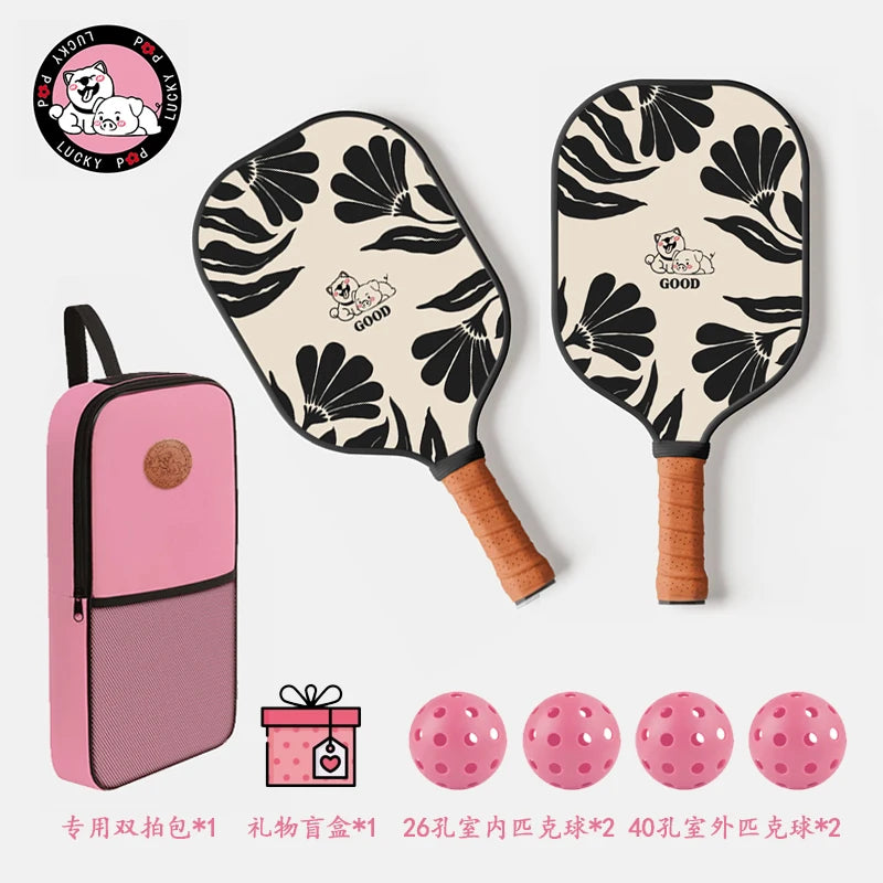 Thermoformed T700 Raw Carbon Fiber Pickleball Paddle Spin Textured Surface With Foam Edge Ergonomic Grip Pickleball Paddle Set