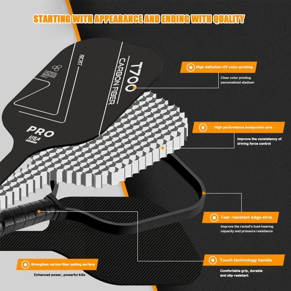 1pc T700 Pickleball Paddles Frosted Surface Carbon Fiber Pickleball Rackets Comfortable USAPA Approved Pickle Ball Paddle