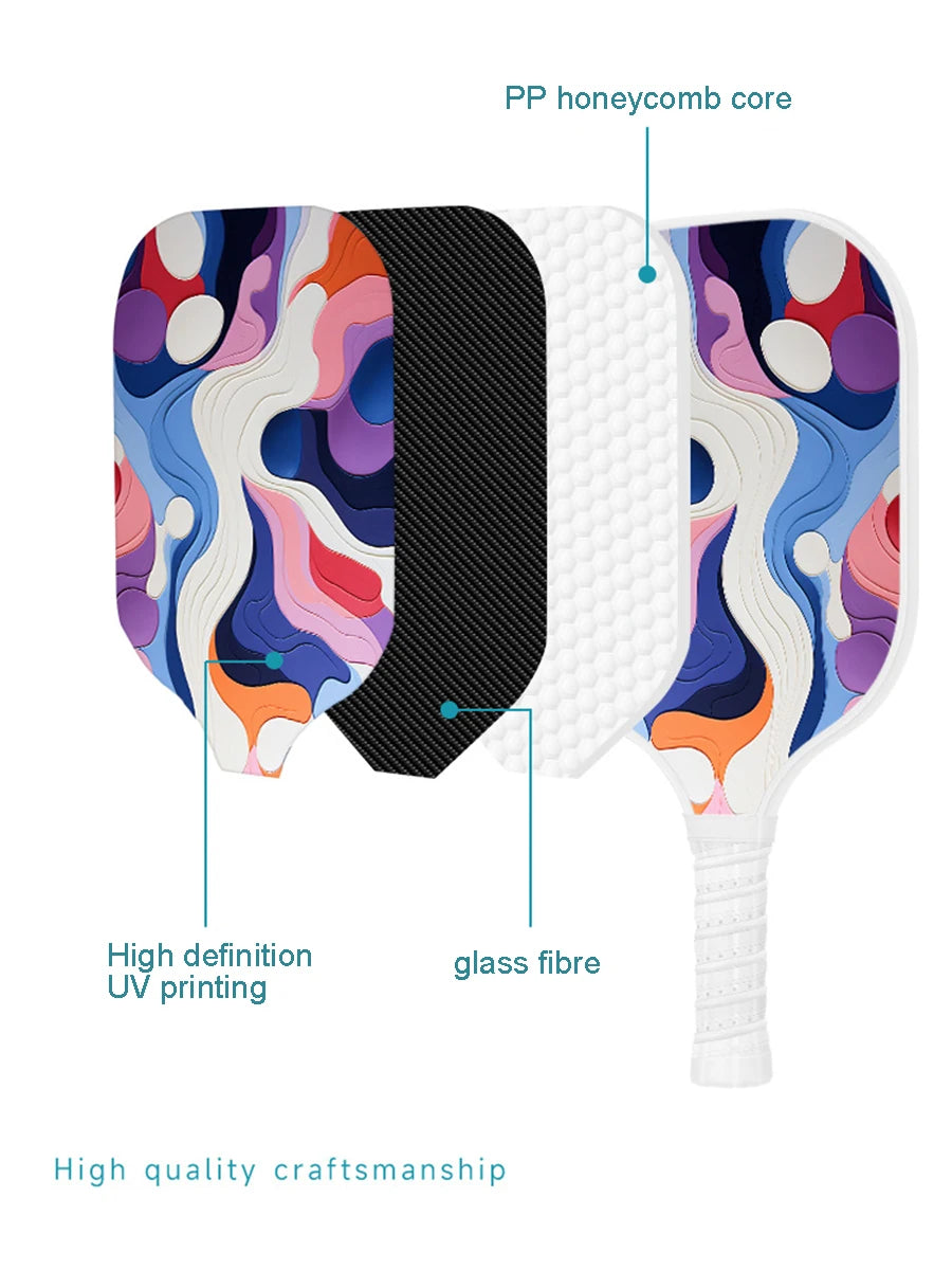 Thermoformed T700 Raw Carbon Fiber Pickleball Paddle Spin Textured Surface With Foam Edge Ergonomic Grip Pickleball Paddle Set