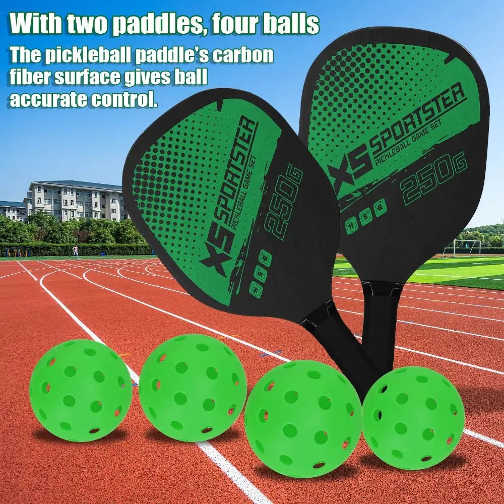 2 Rackets & 4 Pickleballs Pickleball Rackets Set Wooden Pickleball Accessories Pickleball Paddle with Bag Pickleball Racquet