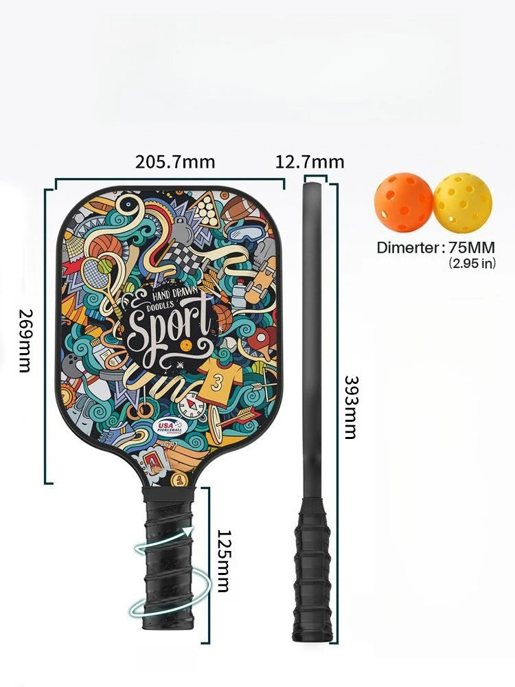 11MM Pickleball Paddle Carbon Fiber Pickleballs for Spin and Control Foam Injected Edges Thermoformed Pickleball EVA Face