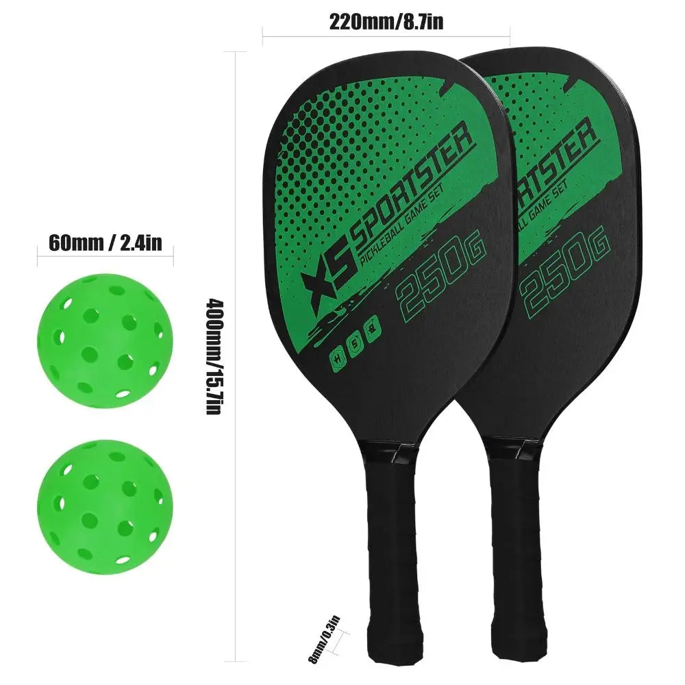 2 Rackets & 4 Pickleballs Pickleball Rackets Set Wooden Pickleball Accessories Pickleball Paddle with Bag Pickleball Racquet