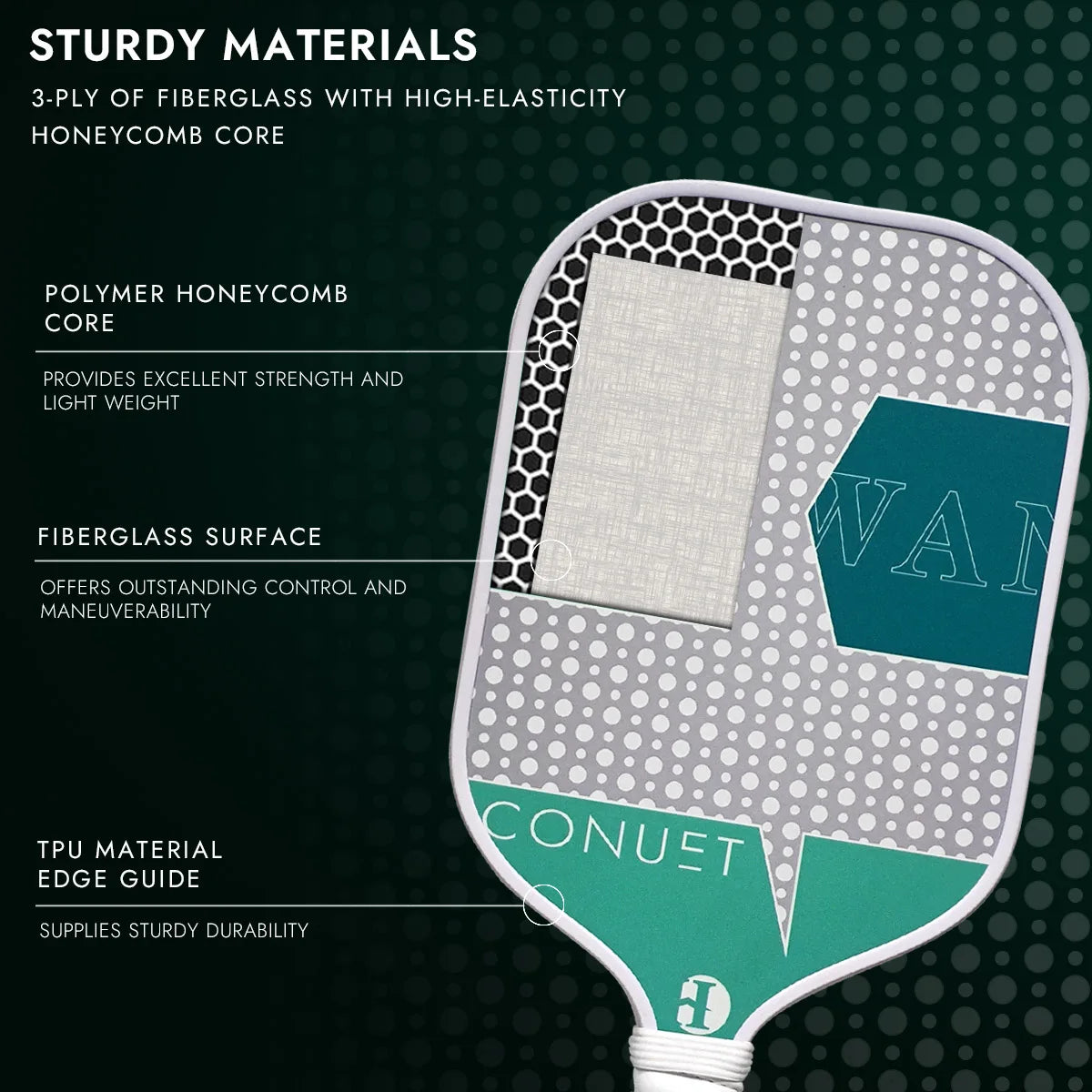 HOOWAN Pickleball Paddle Set of 2 Pickleball Rackets, 4 Outdoor Balls, Carrying Bag, Lightweight and Durable Pickle Ball Paddle