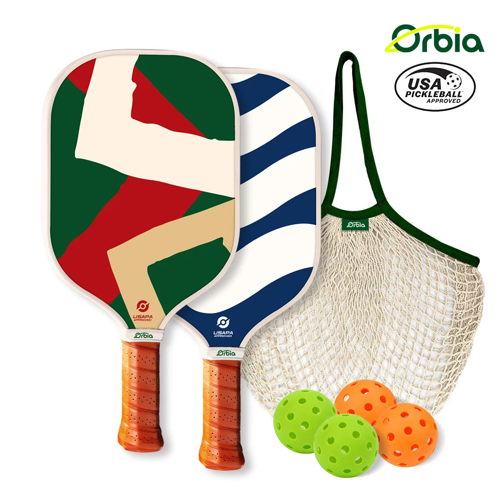 Orbia Pickleball Set – Durable Glass Fiber Paddles with PP Honeycomb Core | Complete Outdoor Play Kit