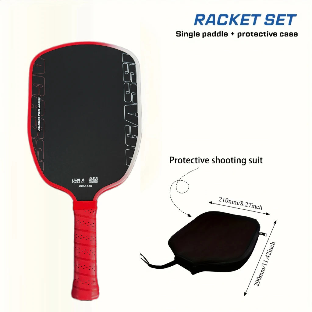 Agassi Pro IV 16mm Pickleball Paddle GEN 4 TFP Foam Core T700 Carbon Fiber Pickleball Rackets Increases Spin & Control