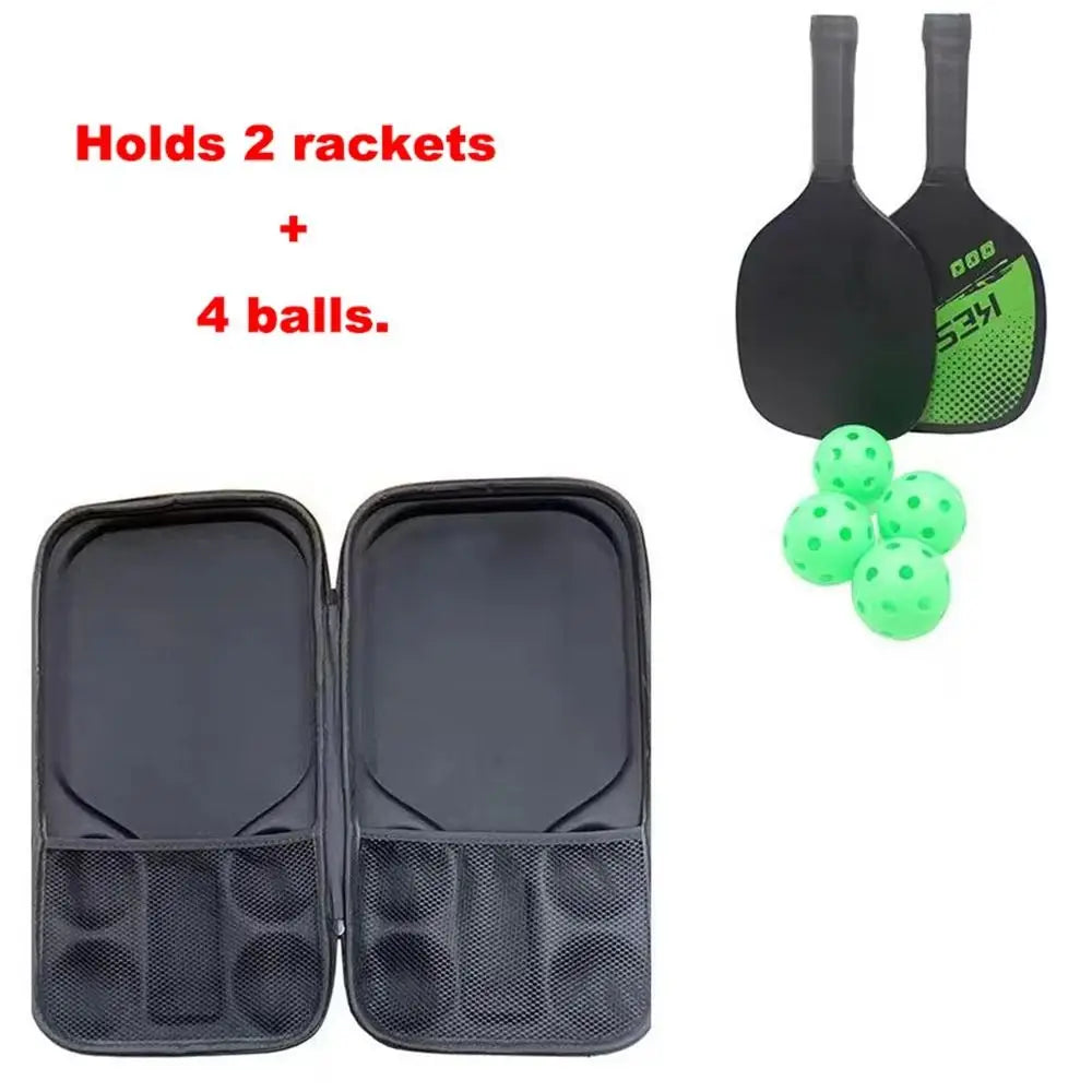 EVA Pickleball Racket Storage Bag Paddle Case Table Tennis Paddle Cover Holds 2 Paddles and 4 Balls for Adults and Childs