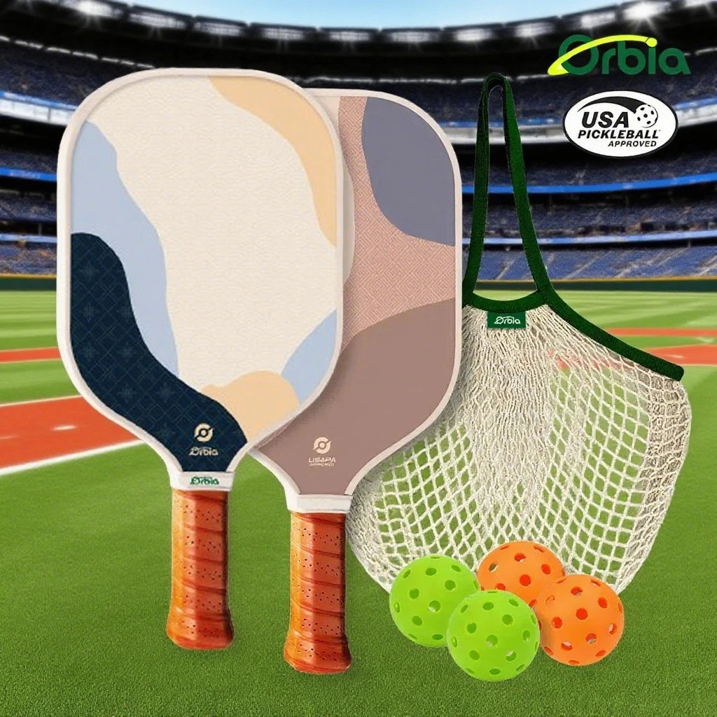 Orbia Pickleball Set – Durable Glass Fiber Paddles with PP Honeycomb Core | Complete Outdoor Play Kit