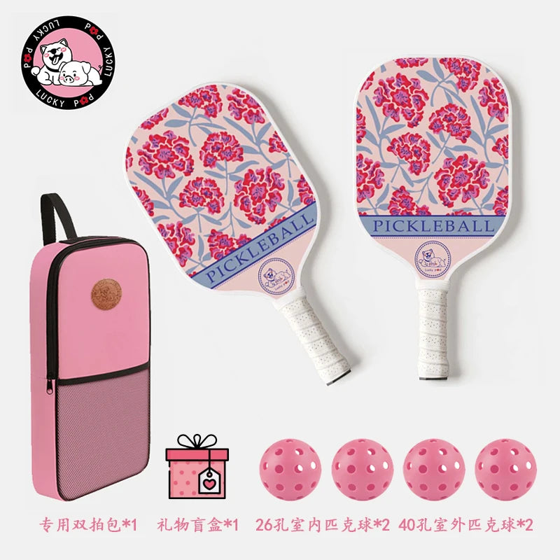 Thermoformed T700 Raw Carbon Fiber Pickleball Paddle Spin Textured Surface With Foam Edge Ergonomic Grip Pickleball Paddle Set