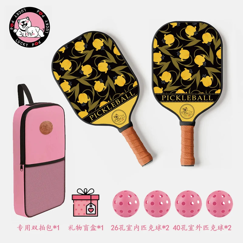 Thermoformed T700 Raw Carbon Fiber Pickleball Paddle Spin Textured Surface With Foam Edge Ergonomic Grip Pickleball Paddle Set
