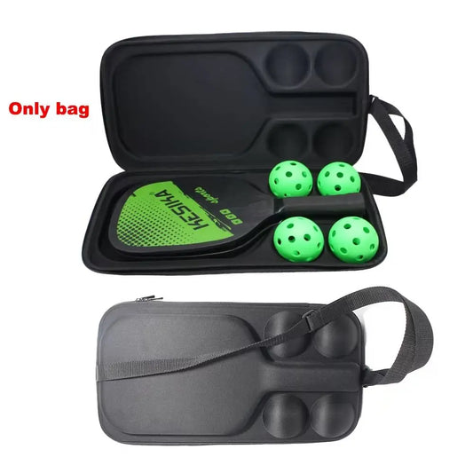 EVA Pickleball Racket Storage Bag Paddle Case Table Tennis Paddle Cover Holds 2 Paddles and 4 Balls for Adults and Childs