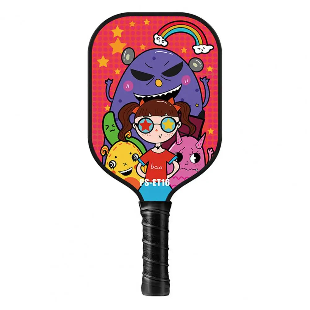 Honeycomb Core Paddle Children's Cartoon Print Lightweight Glass Fiber Pickleball Paddle Set with 2 Balls Kids for Birthday