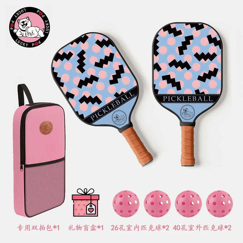 Thermoformed T700 Raw Carbon Fiber Pickleball Paddle Spin Textured Surface With Foam Edge Ergonomic Grip Pickleball Paddle Set