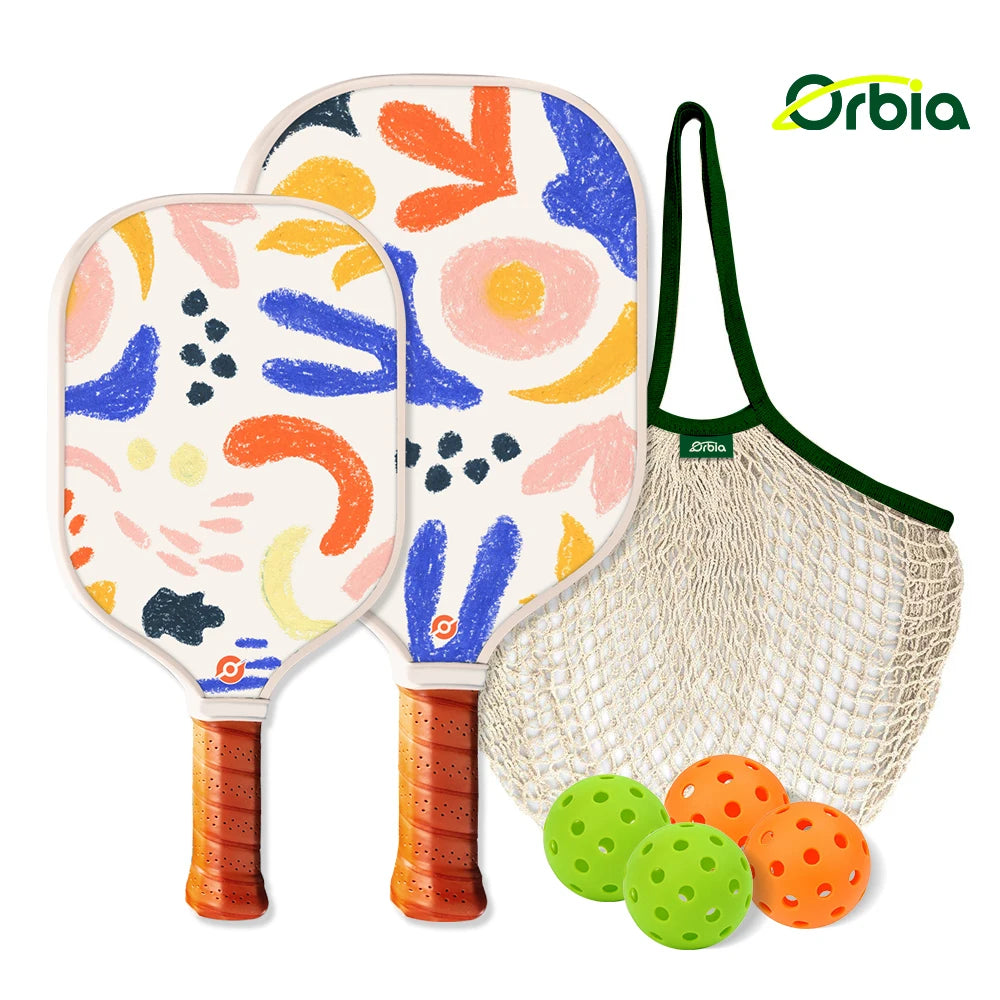 Orbia Family Pickleball Paddle Set – Durable Glass Fiber Design for Kids & Adults | Fun Outdoor Sports Kit