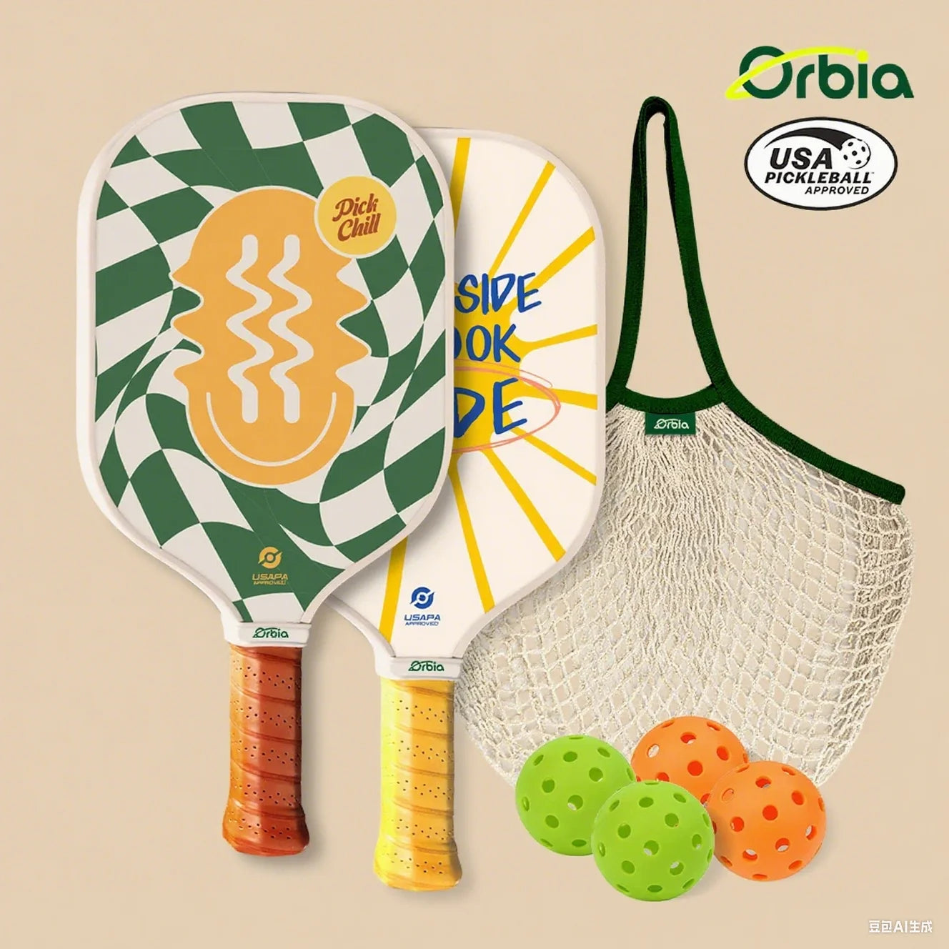 Orbia Pickleball Set – Durable Glass Fiber Paddles with PP Honeycomb Core | Complete Outdoor Play Kit